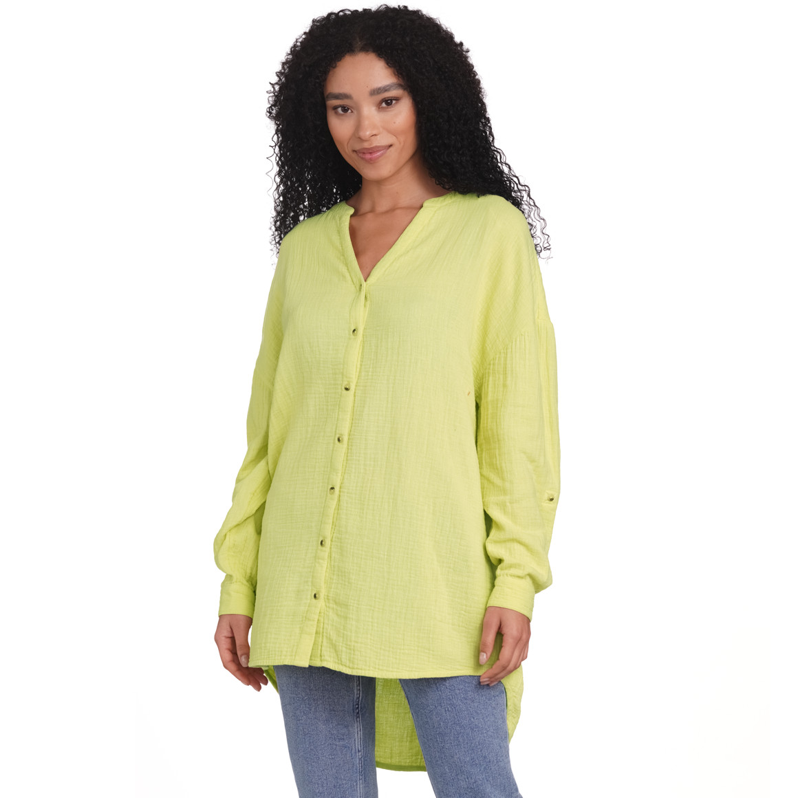 Gina Damen Musselin-Bluse im Oversized-Look hellgrün
