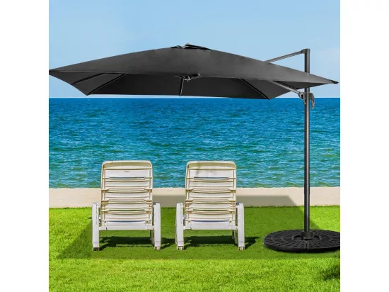 Parasol Déporté Pliable, Parasol de Jardin Extérieur Ø 3M, 3 Réglages d'Inclinaison Rotation à 360°, avec Base Croisée, Protection UV, Event pour Jardin, Terrasse