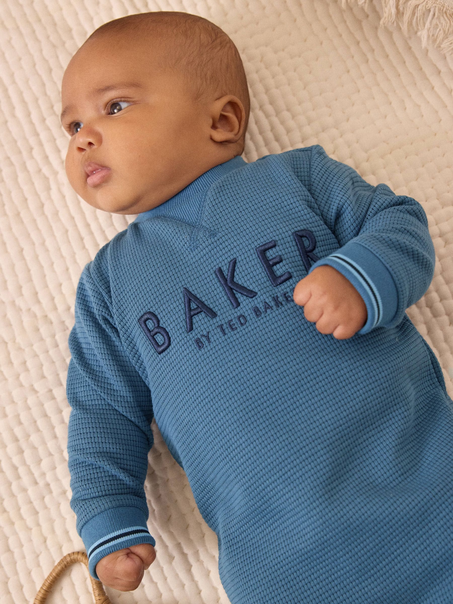 Blauw - Baker by Ted Baker Textured Long Sleeve Romper