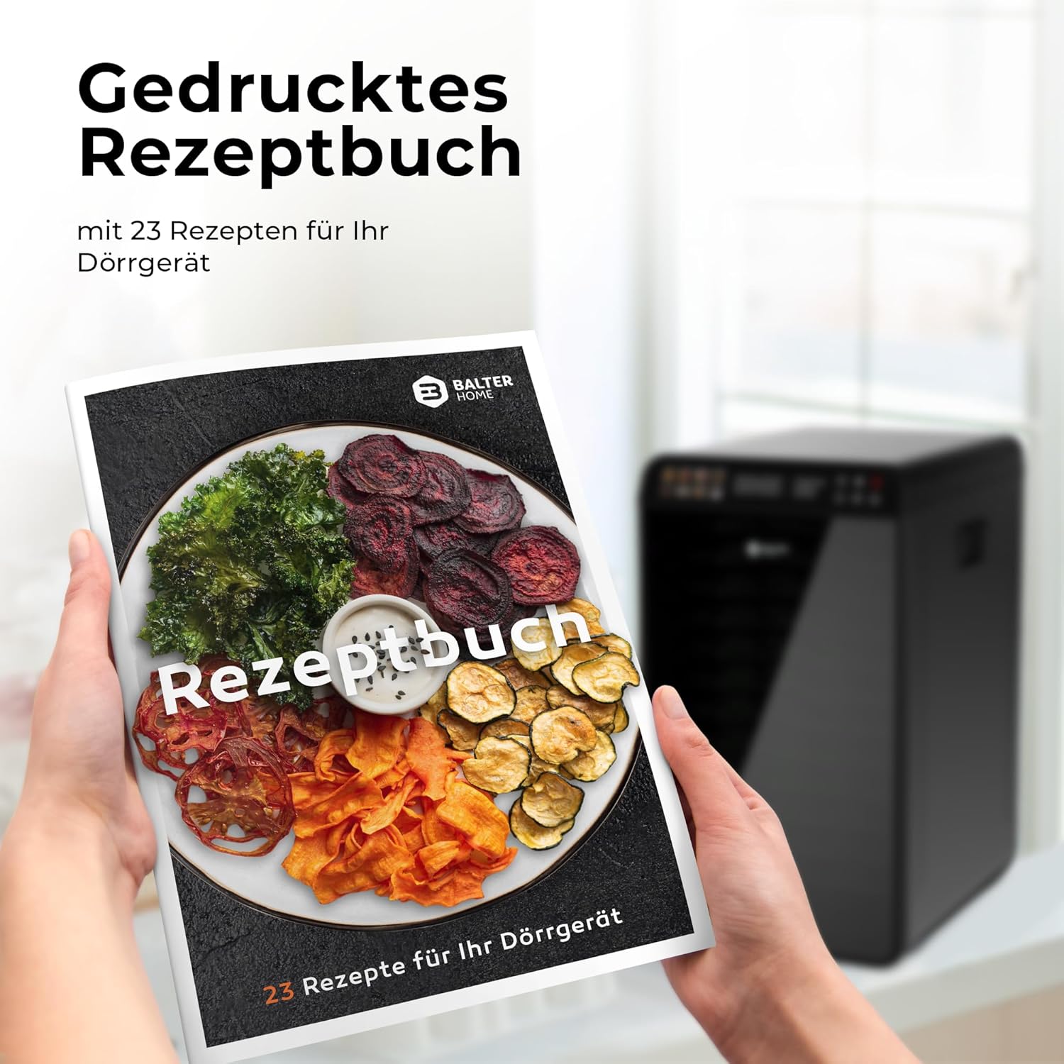 Balter Dörrautomat Edelstahl mit 2 Phasen Trocknung & 12 Etagen, 1100 W, 70L Volumen, 12000 cm² Dörrfläche, BPA-frei, 35–75 °C, Timer bis 72 Std, Dörrgerät, Dehydrator, Obsttrockner