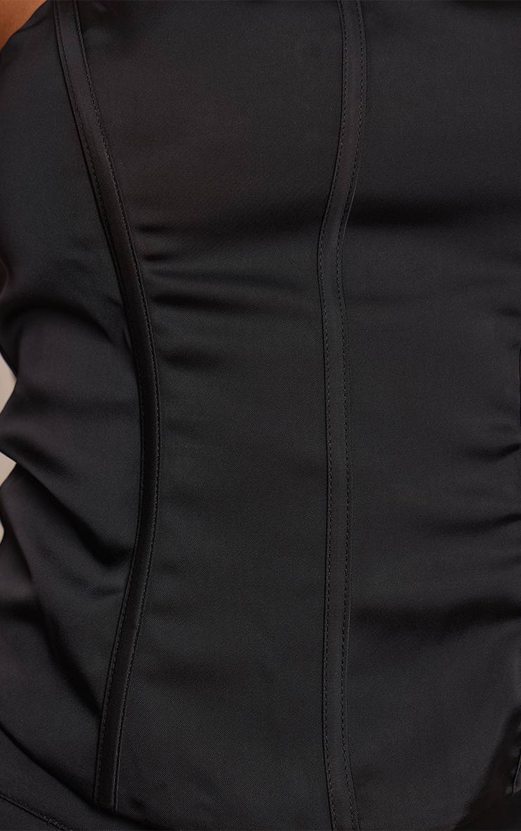 Noir Corset Satiné À Baleines