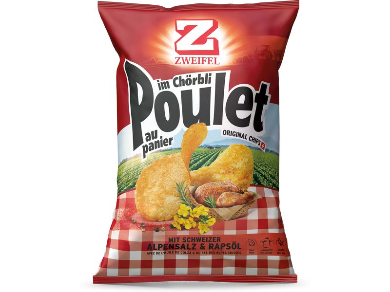 Zweifel Original Chips Poulet im Chörbli 175 g Knusprige Kartoffelchips mit Poulet-Geschmack