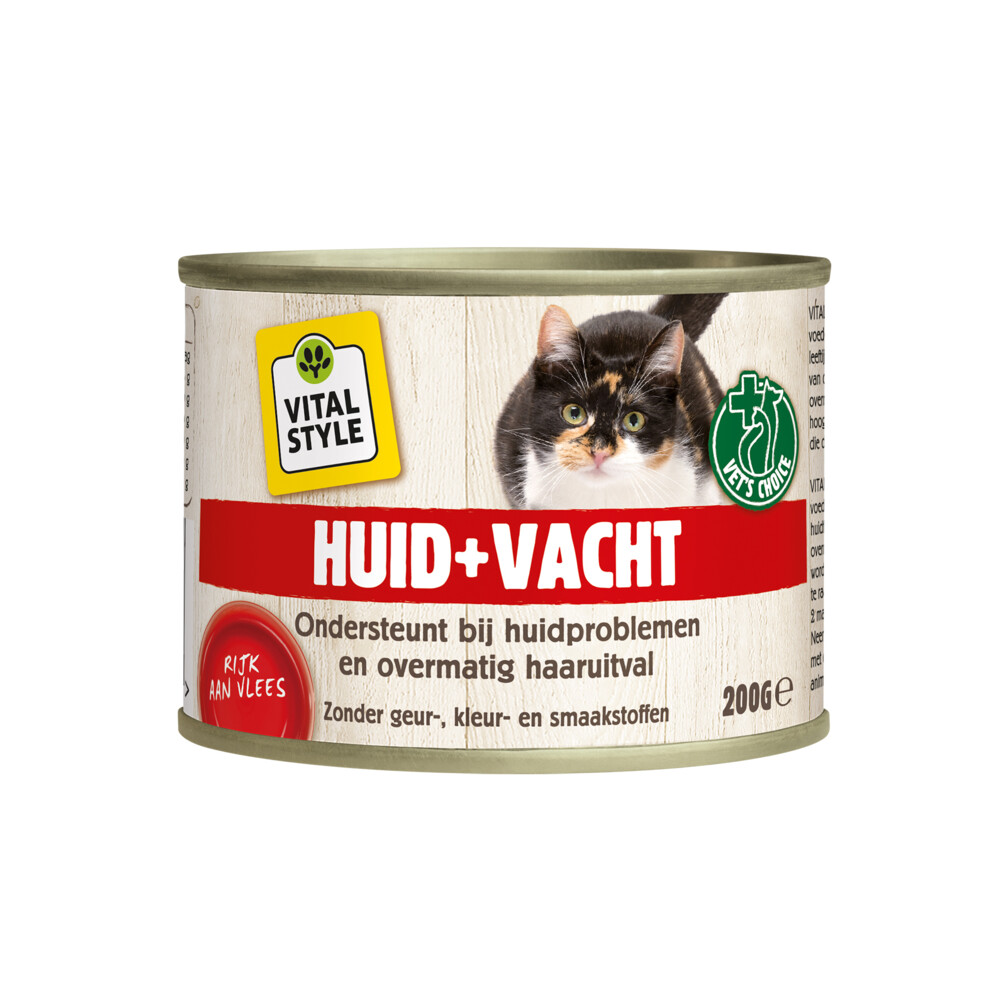 6x VITALstyle Kattenvoer Blik Huid & Vacht200 gr