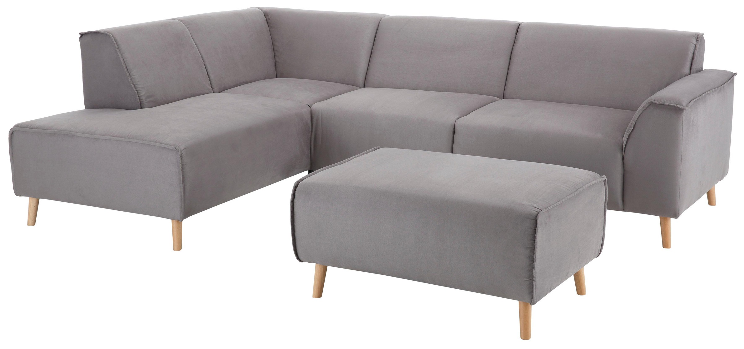 Home affaire Ecksofa »Julia zeitlose und elegante Couch, hoher Sitzkomfort, L-Form« Federkern-Polsterung, Holzfüsse, Keder