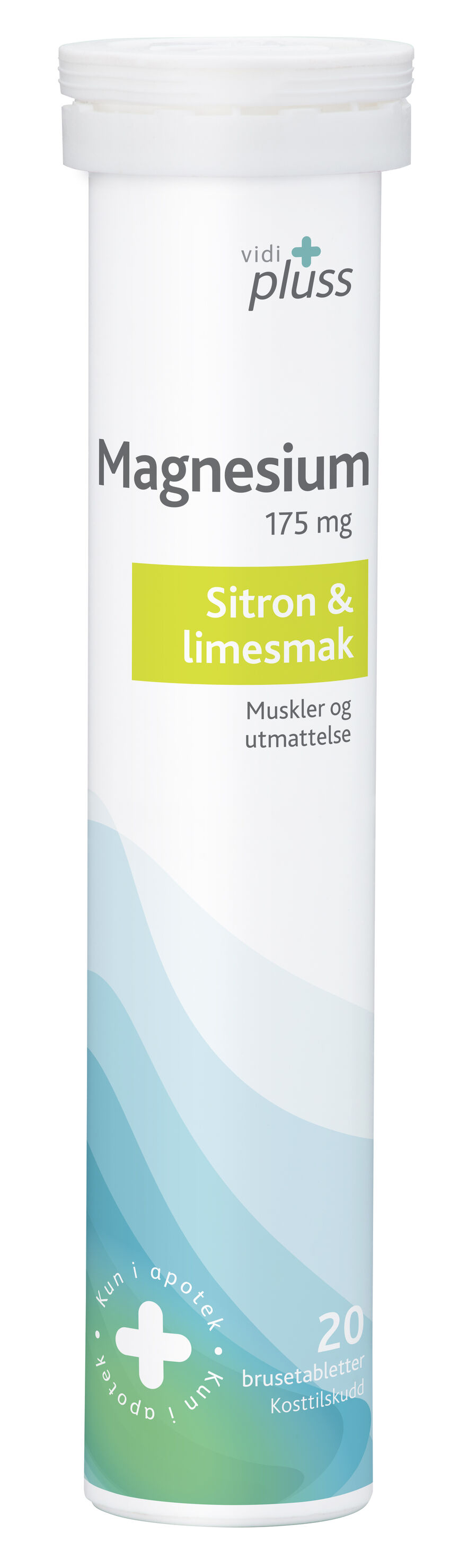 Vidi pluss magnesium brusetablett 175 mg sitron & lime smak 20 stk