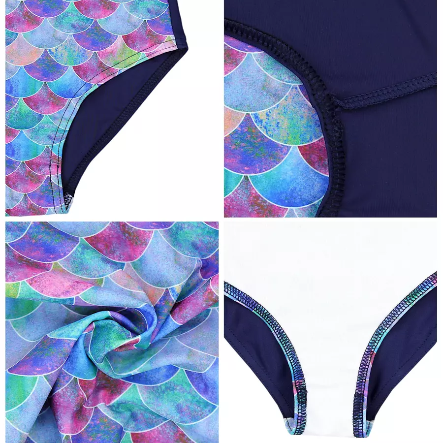 Aquarti Mädchen Badeanzug mit Ringerrücken Print lila