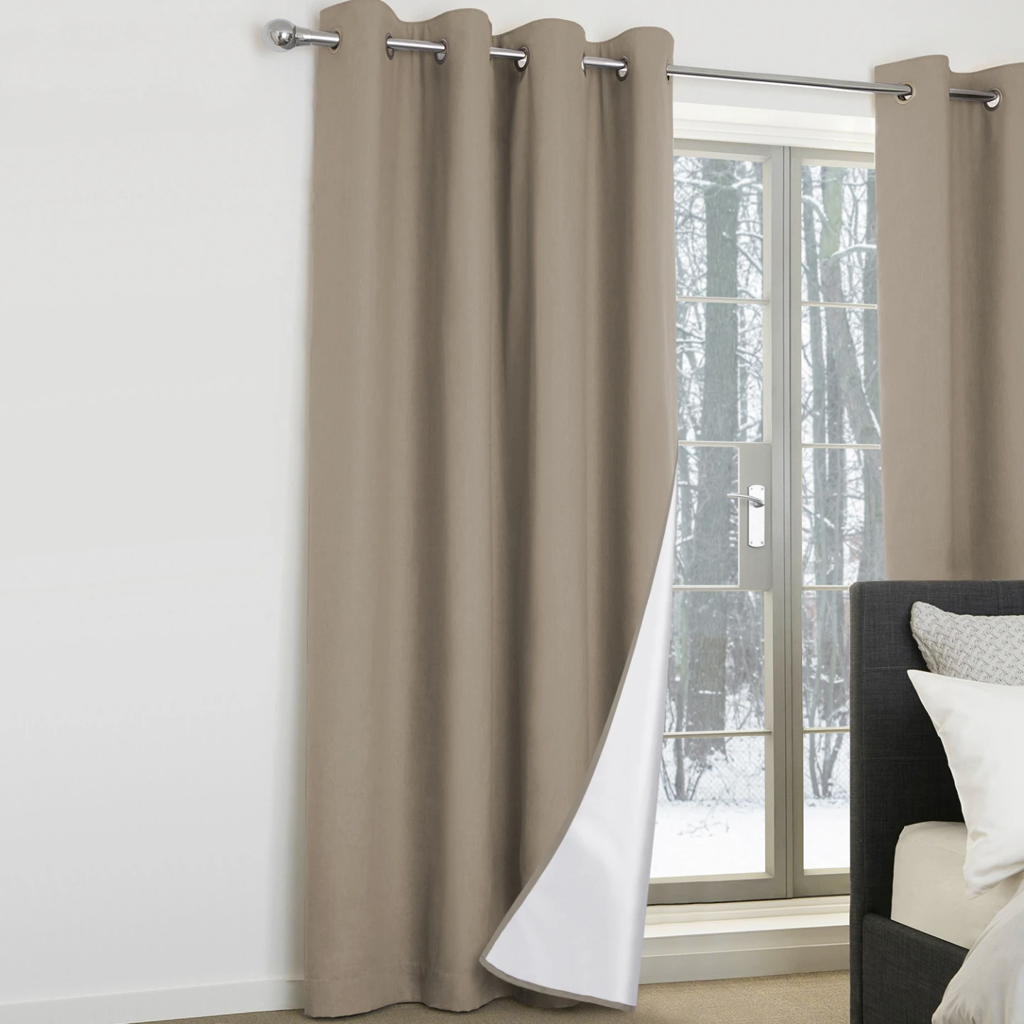 Lot de 2 rideaux thermiques taupe 135x240 cm