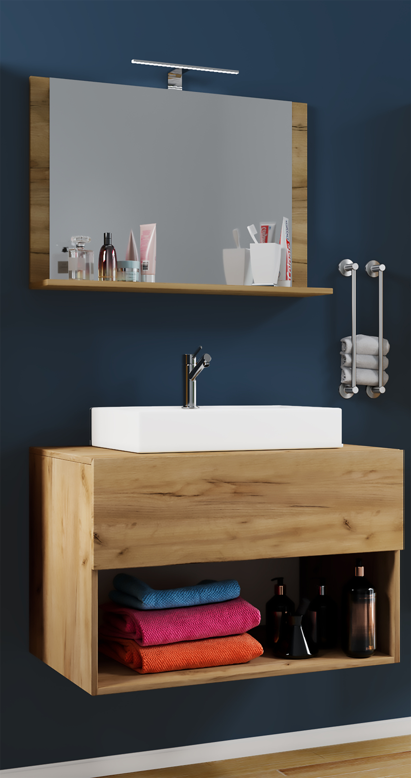 3-teiliges Badmöbel-Set LENDAS II - Honig Eiche - 80 cm