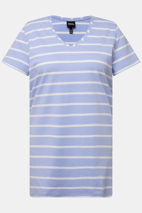 T-Shirt, Ringel, A-Linie, V-Ausschnitt, Halbarm