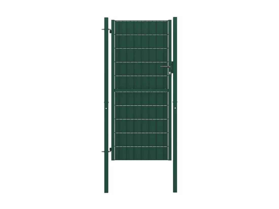 Portail de cl?ture PVC et acier 100x124 cm Vert