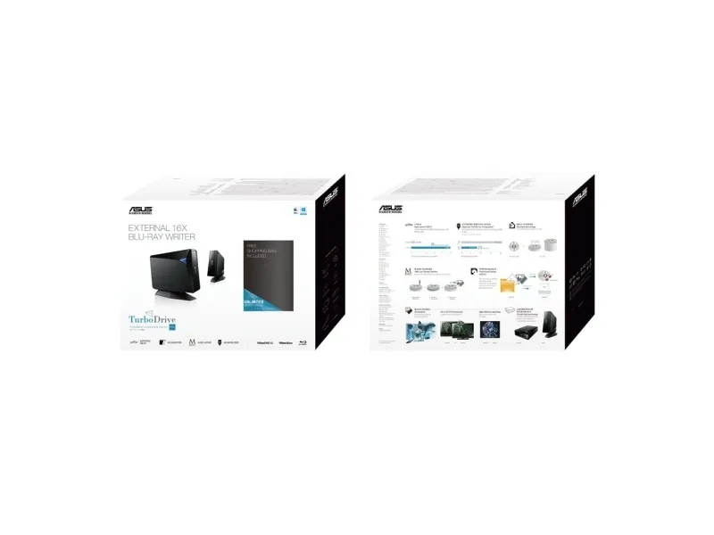 ASUS BW-16D1H-U PRO - Disk drev - BD-RE - 16x2x12x - SuperSpeed USB 3.0 - ekstern - sort