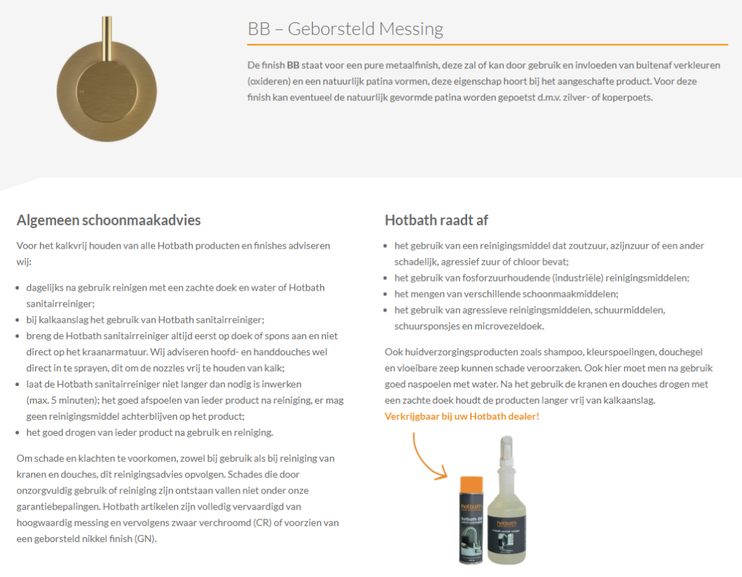 Hotbath Cobber Uitloop 25cm Geborsteld Messing CB095