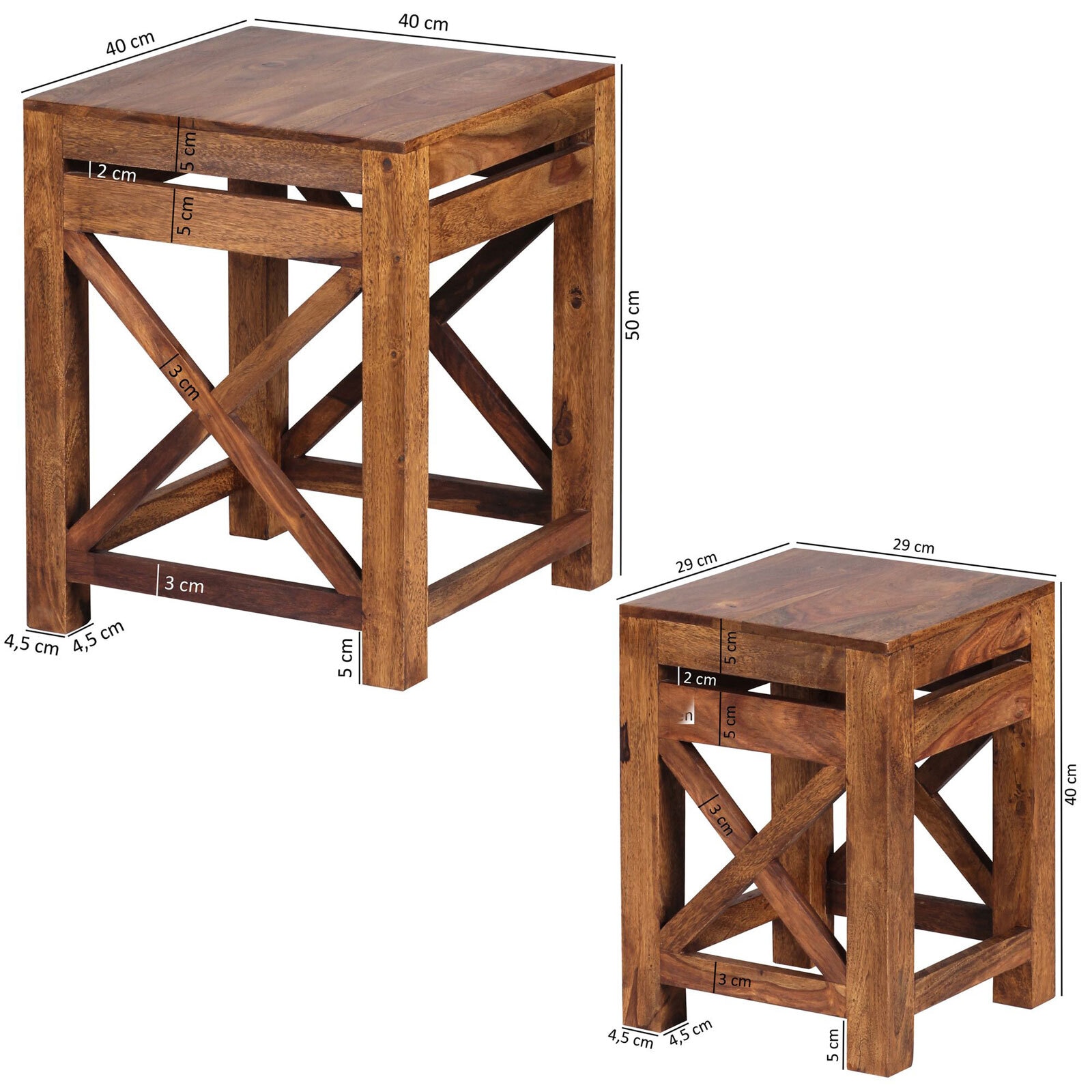 Beistelltische Pali 2er-Set Massivholz Sheesham