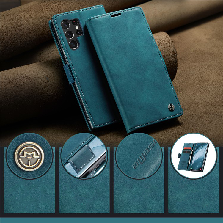 Samsung Galaxy S24 Ultra Leder Tasche Flip Wallet Etui mit Kartenfächern - Blaugrün