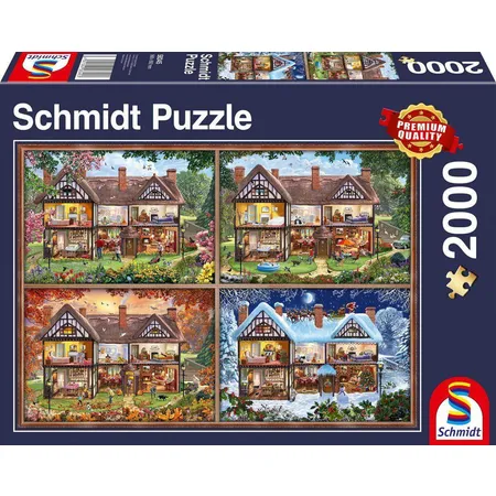 Schmidt Spiele Puzzle - Panorama Puzzle Jahreszeiten Haus 2.000 Teile