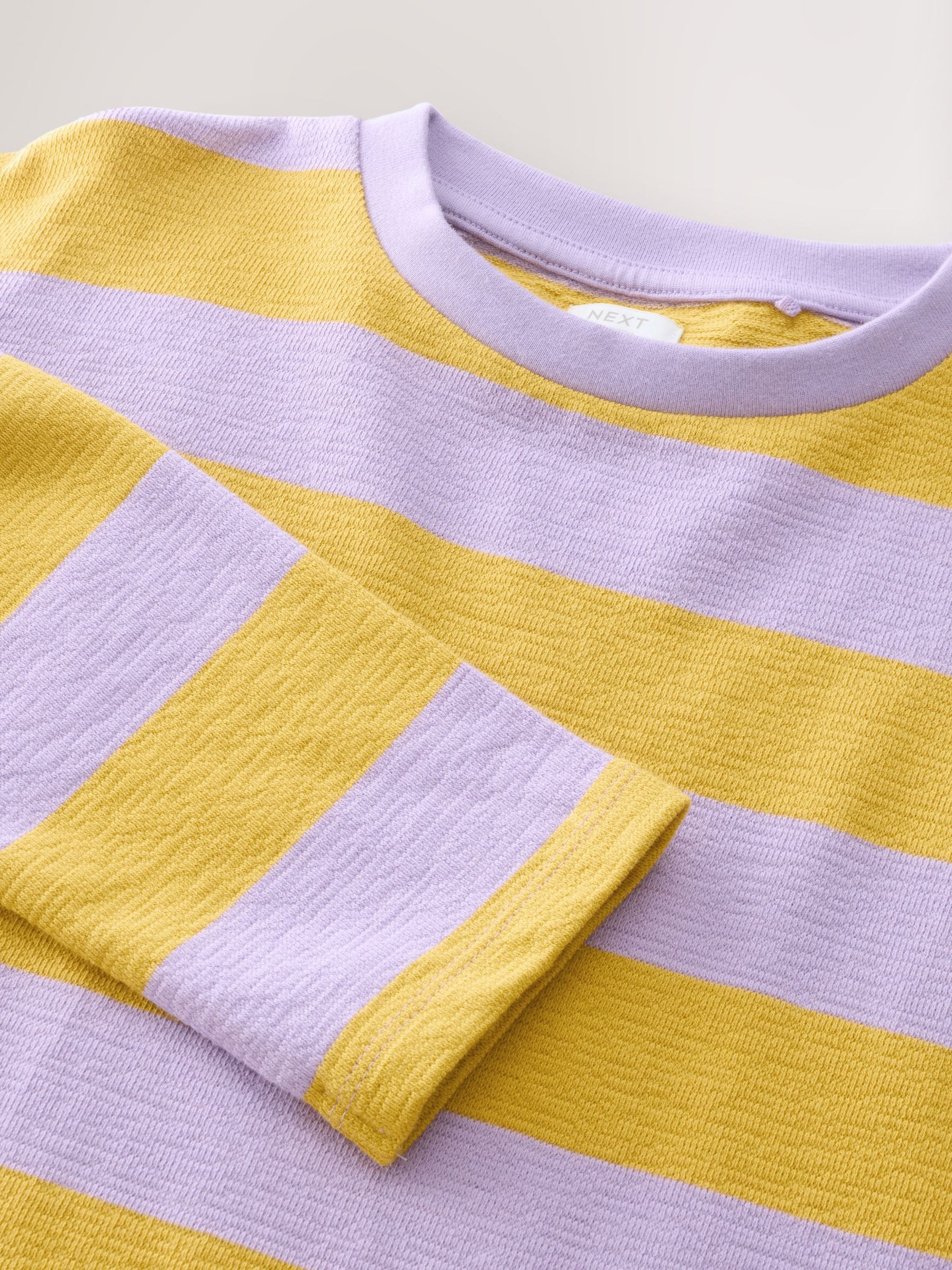 Purple/Ochre Stripe - Getextureerde top met lange mouwen (3-16jr)