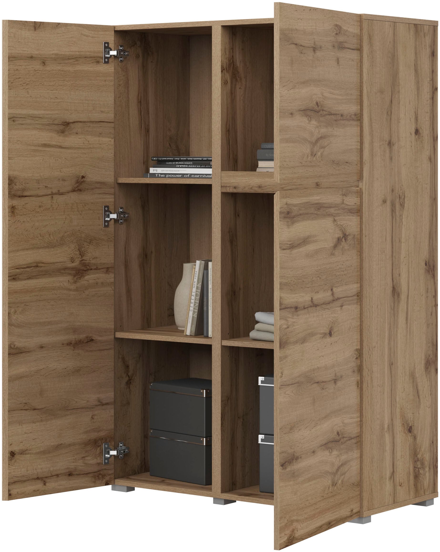 INOSIGN Highboard »Metric, Breite 92cm, moderne grifflose Hochkommode 3 Türen,Highboard« Hochschrank mit viel Stauraum, Einlegeböden verstellbar, Türkommode