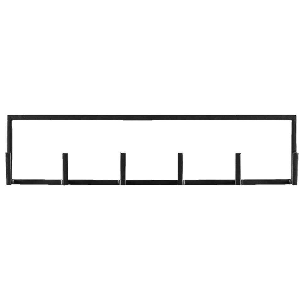 Wandhaak Aken 6 haaks - zwart - 12x50x8 cm