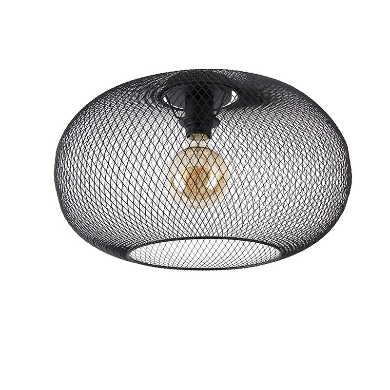 Moderne plafondlamp zwart 45 cm - Mesh Ball