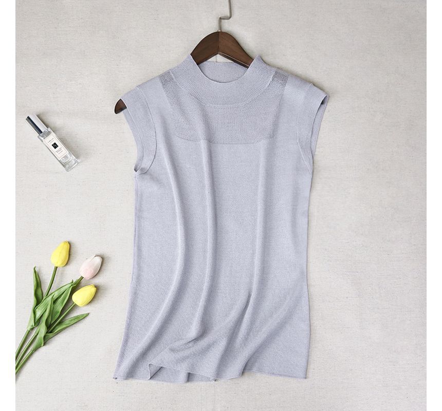 Onipixiy - Tanktop met effen gebreide hals en mock neck