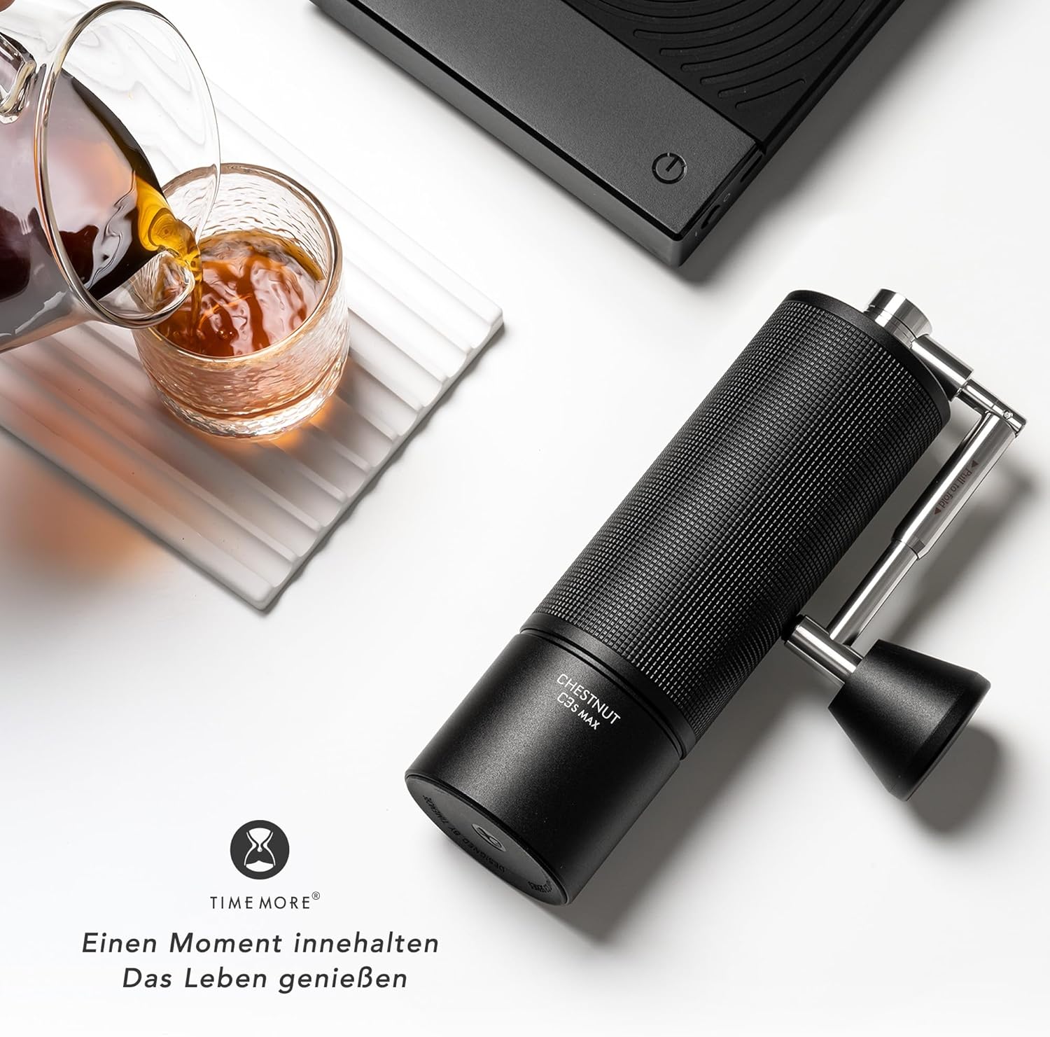 TIMEMORE Chestnut C3s MAX Kaffeemühle Manuell, Upgrade Integrierte Ganzmetallgehäuse, Handkaffeemühle mit klappbarem Griff, für Espresso bis French Press, Schwarz
