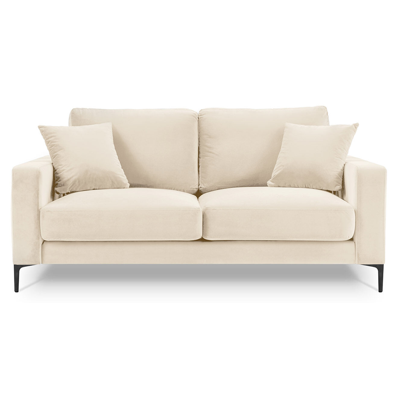 Mazzini Sofas Canapé Velours Venus 2 Places beige clair - 158x92x90 cm