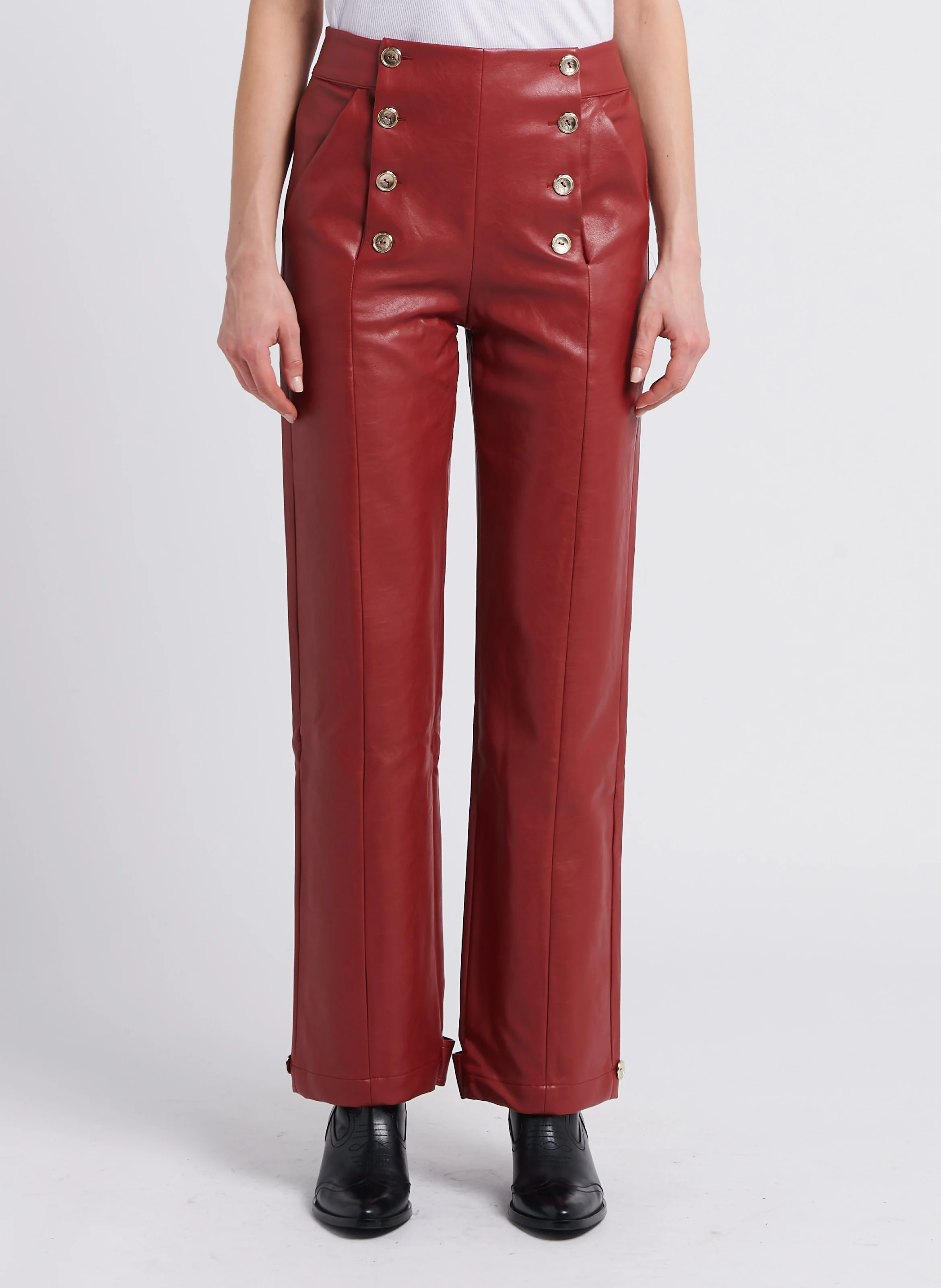 POPPY S - Pantalon large | Rouge