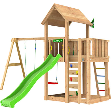 Jungle Gym Mansion 2.1 legetårn inkl. Swing Module, sand og rutsjebane