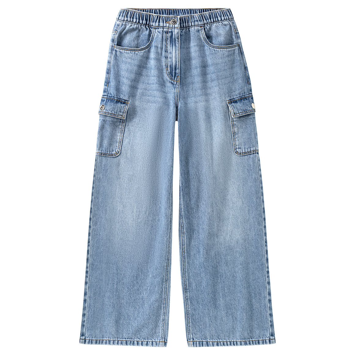 Yigga Mädchen Wide-Leg-Jeans mit Beintaschen hellblau