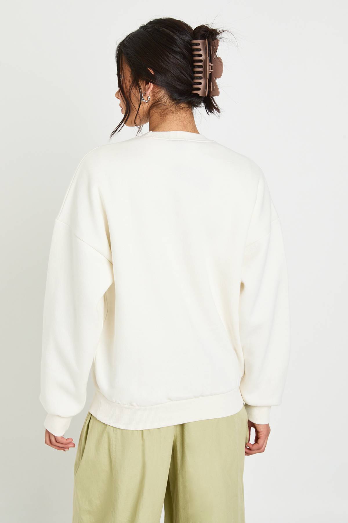 boohoo Sweatshirt Col Rond Brodé Late Checkout