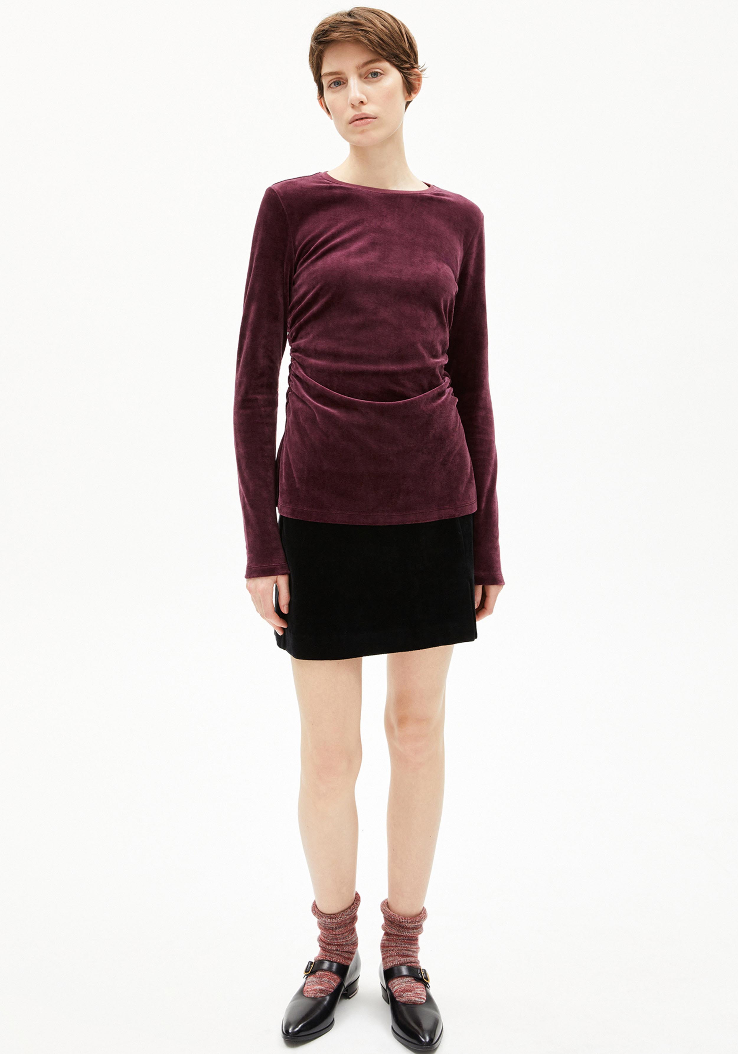 Armedangels Longsleeve Adaaja Lora Velvet Dark Cranberry
