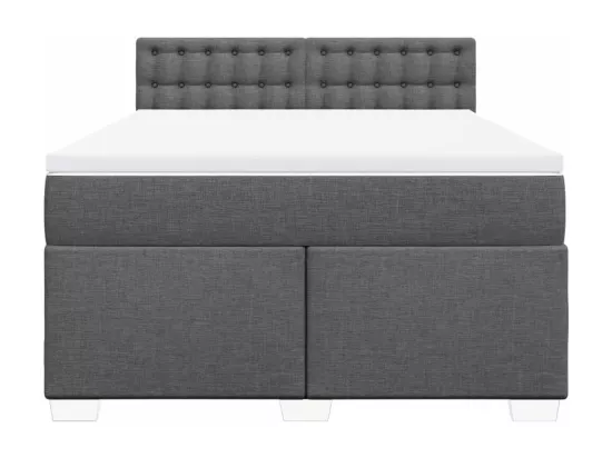 Sommier à lattes de lit avec matelas Gris foncé 160x200cm Tissu