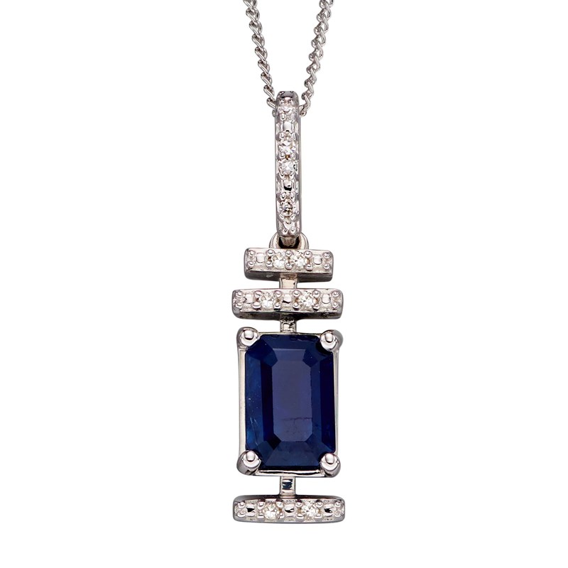 Collier saphir et diamant sur or blanc 375/1000