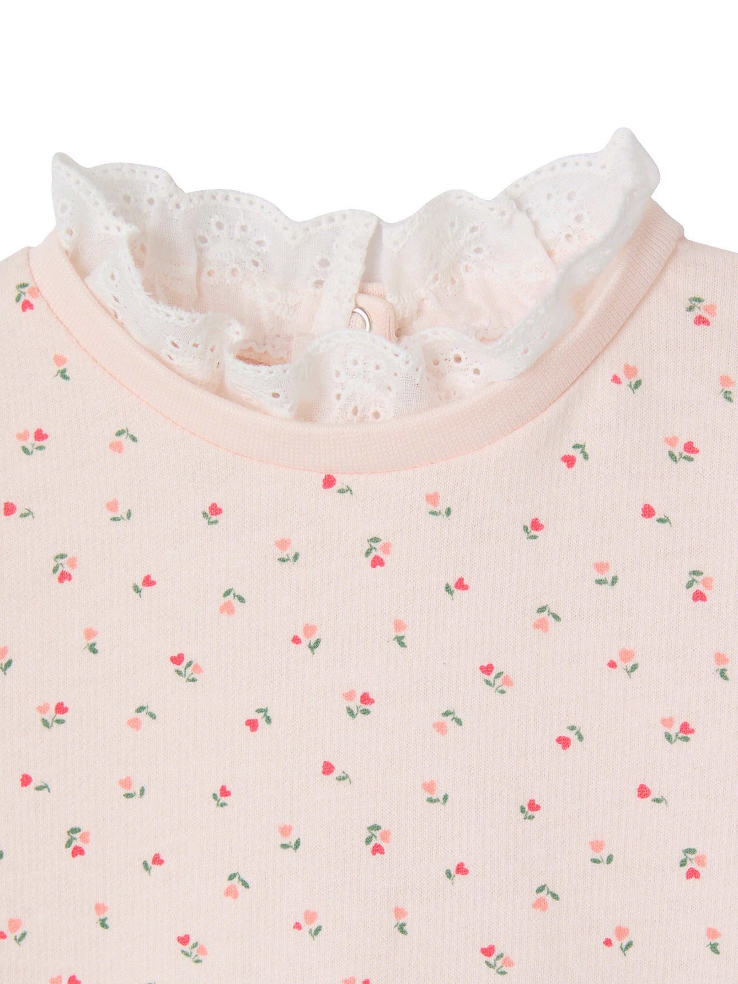 Vertbaudet Baby Sweatshirt mit Blumen und besticktem Kragen hellrosa