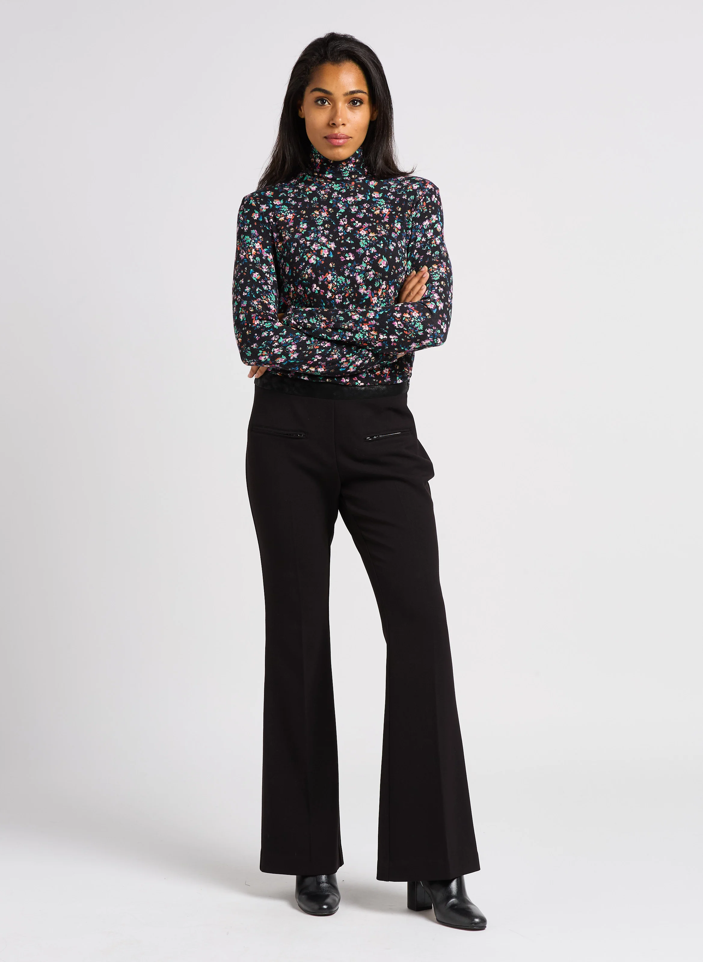 PROSPER - Pantalon flare taille haute | Noir