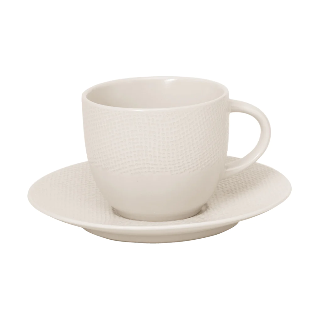 Tasse à thé et sous-tasse Vésuvio blanc 22 cl (lot de 2) Table passion