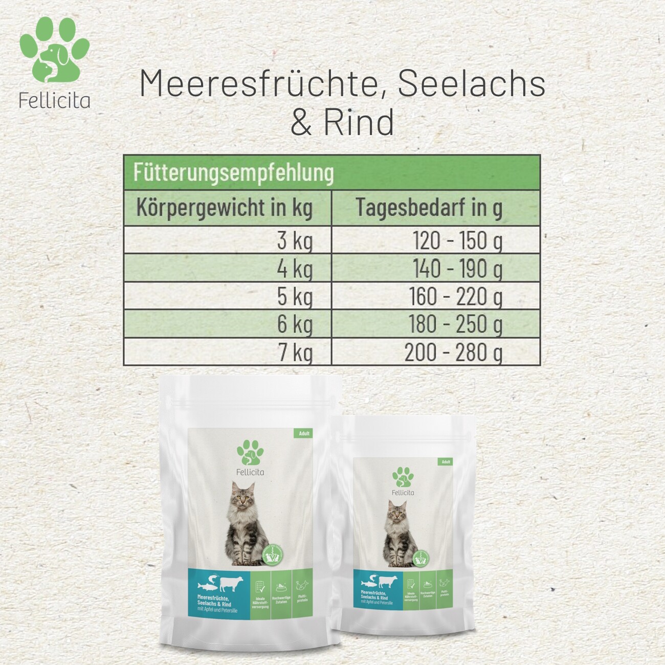 Fellicita Meeresfrüchte, Seelachs & Rind 6x 295g Frischebeutel
