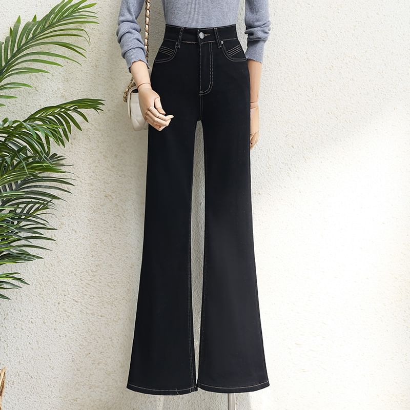 Rusutsu - Hoge taille effen flared jeans