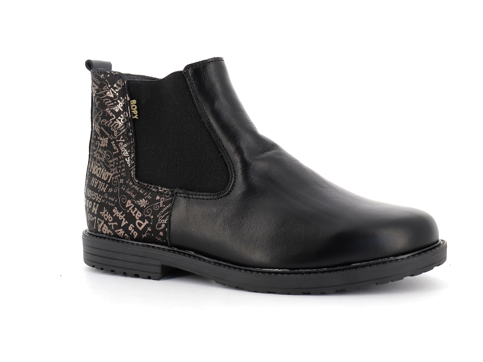 Bopy-SELICAT Cuir Noir Or