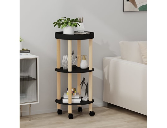 VIDAXL - Chariot à 3 niveaux noir 38x38x82 cm bois d'ingénierie et pi...