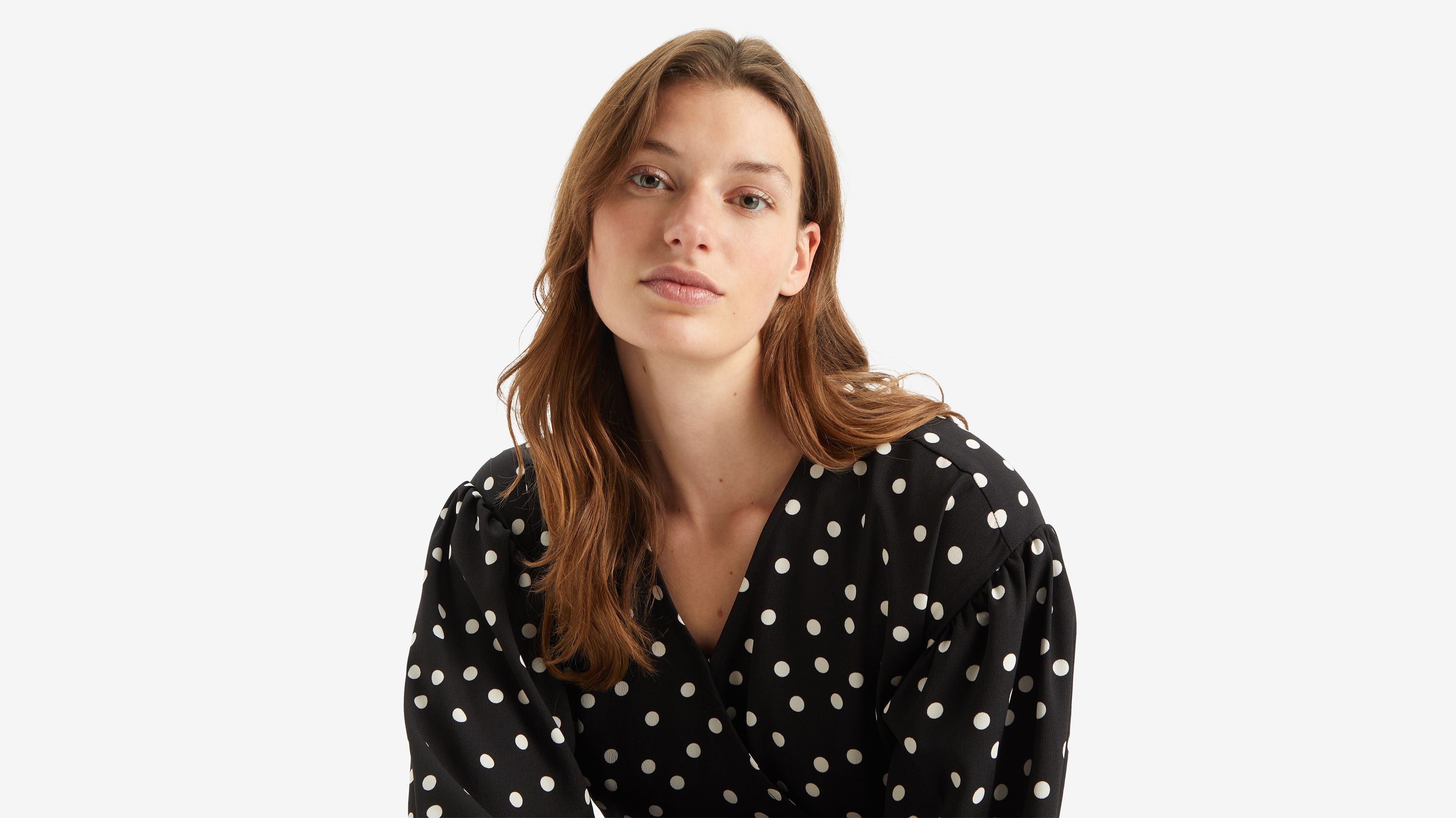 Robe portefeuille Brielle - Tasha Dot Caviar - Noir