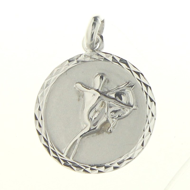 Pendentif médaille astrologique zodiaque Sagittaire en argent + chaine