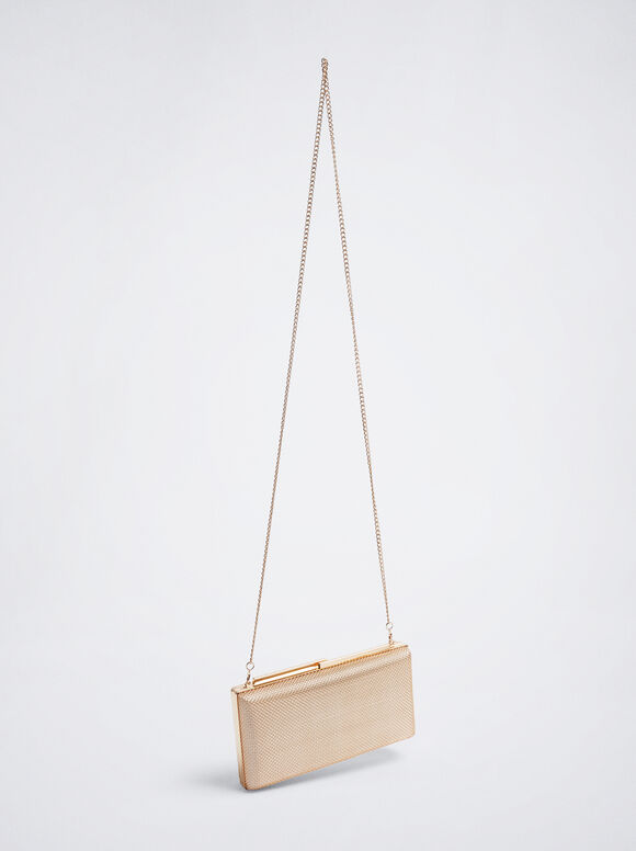 Clutch de festa com alça de corrente - Dourada