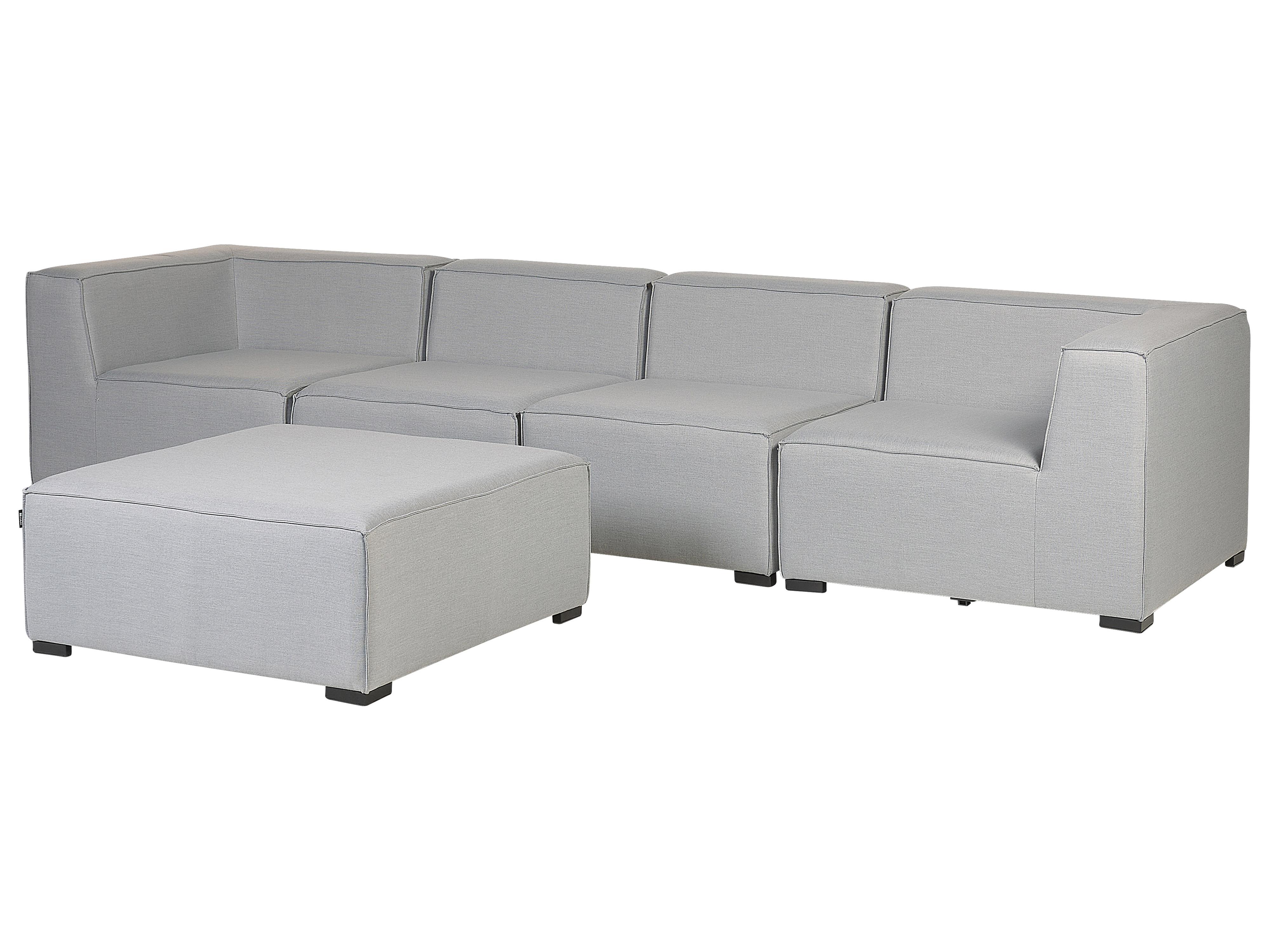 Tuin loungebank met ottomaan 4-zits AREZZO modulair Lichtgrijs