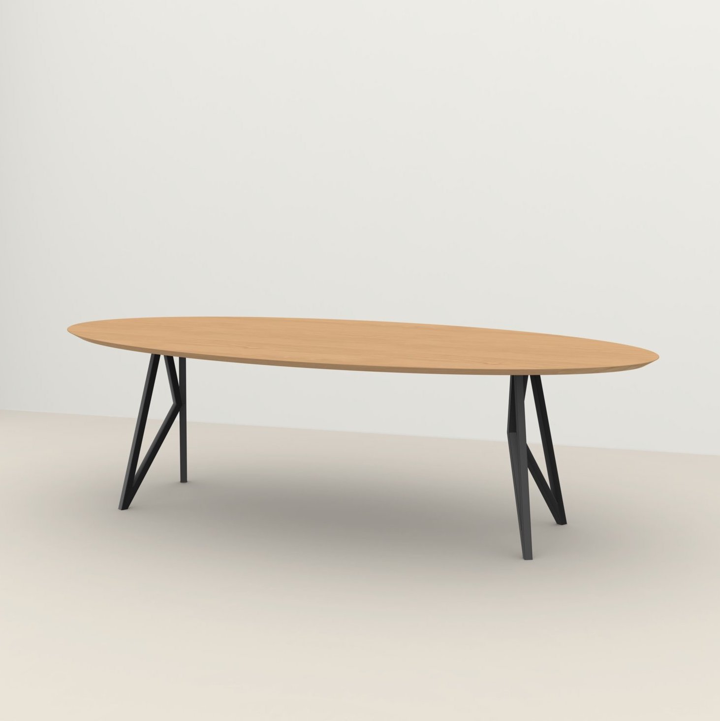 Studio HENK tafel Butterfly Ovaal - zwart frame, hardwax light 3041 280 x 120 | HWO NL 3041 | Verjongde Rand | Frame Zwart