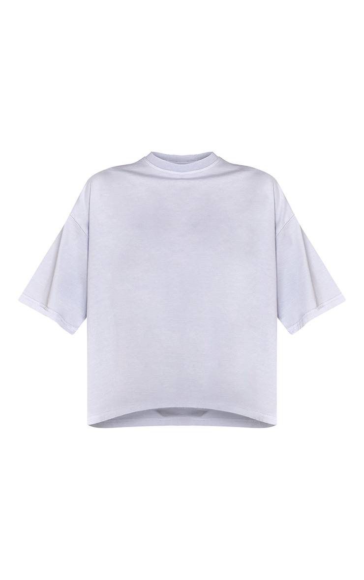 Bleu T-shirt Oversize En Coton Délavé À L'acide