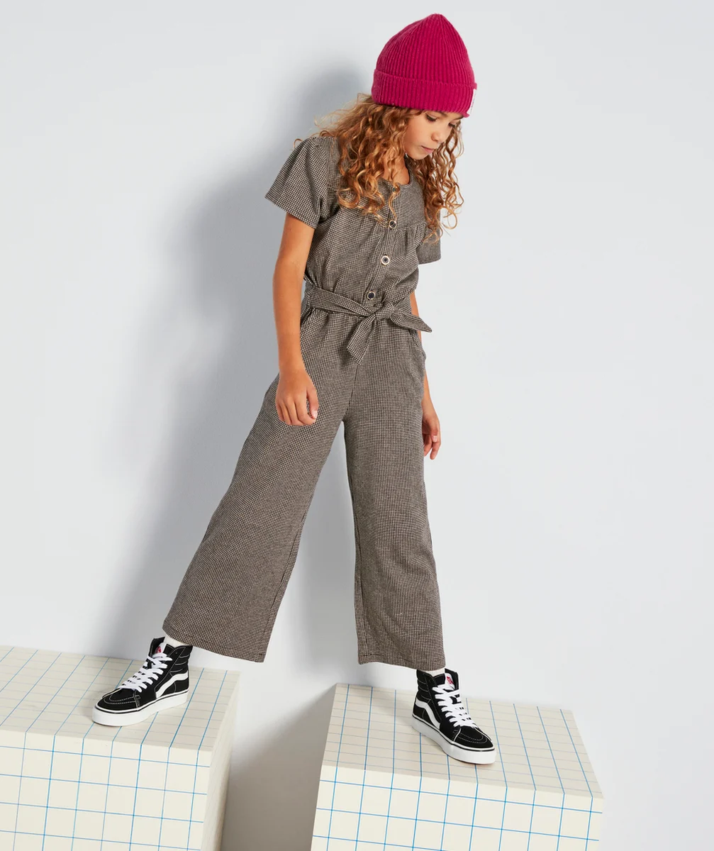 COMBINAISON FILLE À CARREAUX ET JAMBES LARGES
