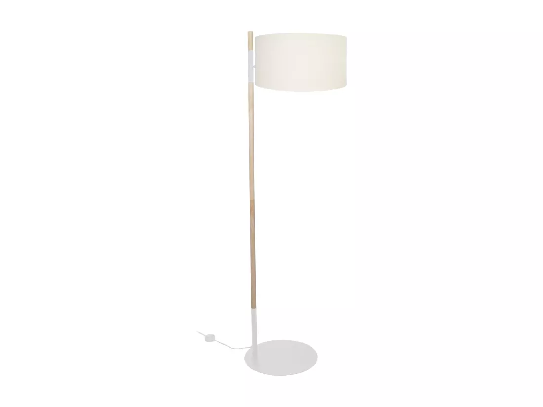 Lampadaire droit métal blanc,naturel 168 cm.
