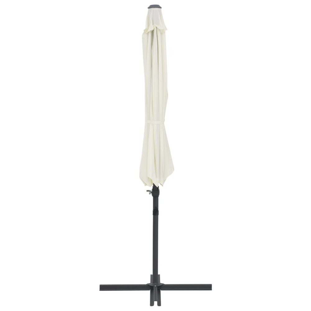 Parasol meuble de jardin en porte-à-faux avec mât en acier 300 cm sable