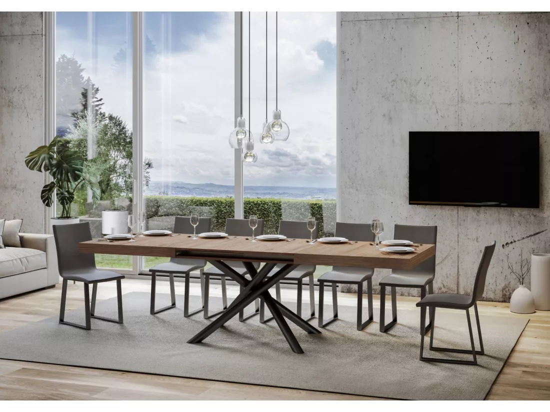 Table extensible 90x160/420 cm Famas Chêne Nature cadre Anthracite